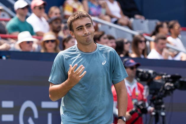 August 9, 2026, Montreal, Quebec, Canada: DANIEL MERIDA from Spain reaction in match against Tallon Griekspoor from Nederlands in round of 16 at Canadian Open at IGA stadium in Montreal, Quebec, Canada on 2026-08-09 TENNIS: Canadian Open Montreal 2026  - ZUMAl189 20260809_zsp_l189_031 Copyright: xYannickxLegarex