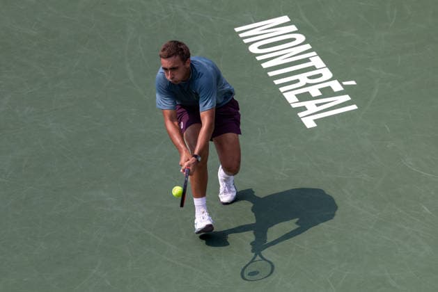 August 9, 2026, Montreal, Quebec, Canada: DANIEL MERIDA from Spain backhand in match against Tallon Griekspoor from Nederlands in round of 16 at Canadian Open at IGA stadium in Montreal, Quebec, Canada on 2026-08-09 Montreal Canada - ZUMAl189 20260809_zsp_l189_019 Copyright: xYannickxLegarex