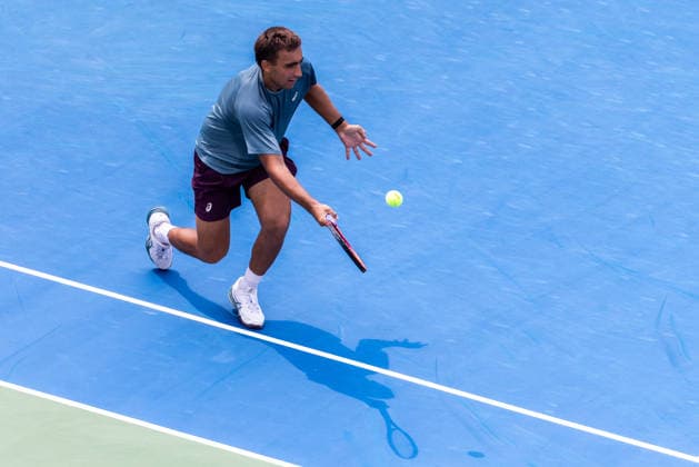 August 9, 2026, Montreal, Quebec, Canada: DANIEL MERIDA from Spain forehand in match against Tallon Griekspoor from Nederlands in round of 16 at Canadian Open at IGA stadium in Montreal, Quebec, Canada on 2026-08-09 Montreal Canada - ZUMAl189 20260809_zsp_l189_022 Copyright: xYannickxLegarex