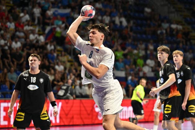 GERMANY vs SLOVENIA MATIC ALJANCIC handball U18 Gernany national team, Nationalteam vs Slovenia during EHF U18 European Championship, EM, Europameisterschaft final match at Aleksandar Nikolic Pionir hall, Belgrade 09.08.2026 Foto: HANDBALL, SERBIA, EHF EUROPEAN U18 CHAMPIONSHIP, GERMANY, SLOVENIA Belgrade Aleksandar Nikolic Pionir arena Serbia Copyright: xMarkoxMetlasx xMNxPressx