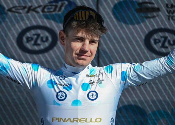 83rd Tour De Pologne 2026 - Stage 7 WIELICZKA, POLAND - AUGUST 09: Walter Calzoni of Italy and Q36.5 Pro Cycling Team celebrates at podium as Polka Dot Mountain Jersey winner during the 83rd Tour de Pologne 2026, Stage 7 a 12.5km individual time trial stage from Wieliczka to Wieliczka UCIWT on August 09, 2026 in Wieliczka, Poland Wieliczka Poland  Copyright: xArturxWidakx originalFilename:widak-83rdtour260809_npE9o.jpg