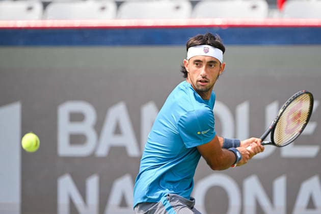 MONTREAL, QC - AUGUST 09: Thiago Augustin Tirante (ARG) returns the ball during a fourth round match at National Bank Open on August 09, 2026 at IGA Stadium in Montreal, QC (Photo by David Kirouac Icon Sportswire) TENNIS: AUG 09 National Bank Open EDITORIAL USE ONLY Icon26080902326