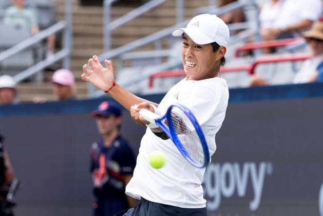 August 9, 2026, Montreal, Quebec, Canada: LEARNER TIEN (12) from USA forehand in match against Thiago Agustin Tirante from Argentina in round of 16 at Canadian Open at IGA stadium in Montreal, Quebec, Canada on 2026-08-09 TENNIS: Canadian Open Montreal 2026  - ZUMAl189 20260809_zsp_l189_044 Copyright: xYannickxLegarex