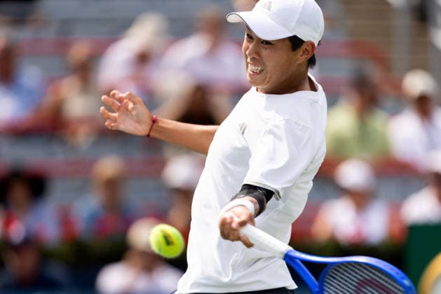 August 9, 2026, Montreal, Quebec, Canada: LEARNER TIEN (12) from USA forehand in match against Thiago Agustin Tirante from Argentina in round of 16 at Canadian Open at IGA stadium in Montreal, Quebec, Canada on 2026-08-09 Montreal Canada - ZUMAl189 20260809_zsp_l189_061 Copyright: xYannickxLegarex