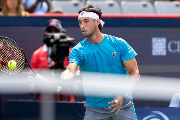 August 9, 2026, Montreal, Quebec, Canada: THIAGO AUGUSTIN TIRANTE from Argentina forehand in match against Learner Tien (12) from USA in round of 16 at Canadian Open at IGA stadium in Montreal, Quebec, Canada on 2026-08-09 TENNIS: Canadian Open Montreal 2026  - ZUMAl189 20260809_zsp_l189_077 Copyright: xYannickxLegarex