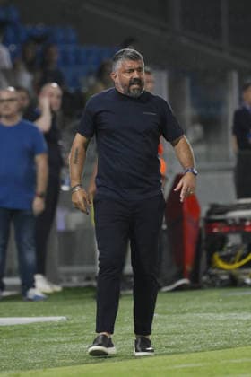 Lazio™s head coach Gennaro Gattuso during the 2026 2027 season pre-season friendly football match between Frosinone and SS Lazio at the Benito Stirpe stadium in Frosinone Italy - Sunday, August 09, 2026 - Soccer ( Photo by Fabrizio Corradetti LaPresse )  Copyright: xFabrizioxCorradetti LaPressex