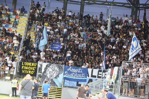 SOCCER - Friendly Match - Frosinone vs. Lazio Photo by IPA ABACAPRESS.COM87360836 - SS Lazio supporters during the preseason friendly soccer match between Frosinone Calcio and SS Lazio at Benito Stirpe Stadium on August 9, 2026, in Frosinone, Italy. Frosinone Italy  Copyright: xIPAxSport ABACAx