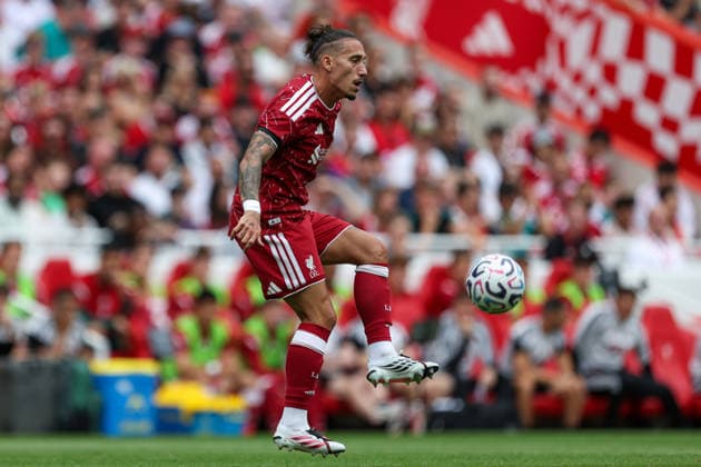 RECORD DATE NOT STATED 9th August 2026; Anfield, Liverpool, Merseyside, England; Friendly Football, Liverpool versus Monaco; Kostas Tsimikas of Liverpool controls the ball AidanxHunter