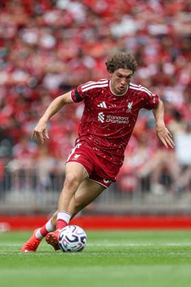 RECORD DATE NOT STATED 9th August 2026; Anfield, Liverpool, Merseyside, England; Friendly Football, Liverpool versus Monaco; Lewis Koumas of Liverpool runs with the ball AidanxHunter