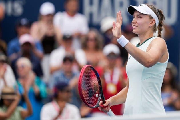 National Bank Open 2026 - Day 9 TORONTO, CANADA - AUGUST 9 : Elena Rybakina of Kazakhstan celebrates after defeating Liudmila Samsonova in the round of 16 during the WTA, Tennis Damen 1000 National Bank Open in Toronto, Ontario, Canada on August 9, 2026. Mert Alper Dervis Anadolu Ontario Canada. Editorial use only. Please get in touch for any other usage.  Copyright: x2026xAnadoluxMertxAlperxDervisx