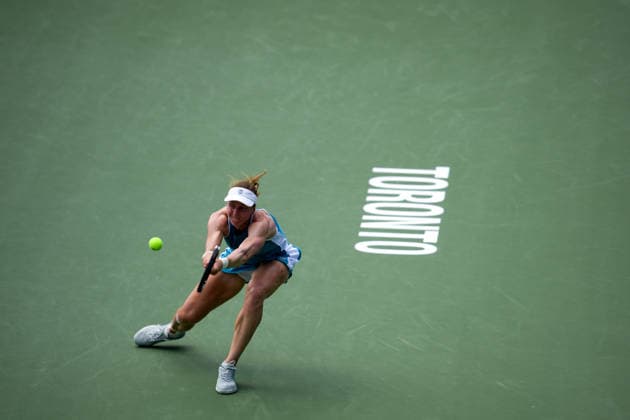 National Bank Open 2026 - Day 9 TORONTO, CANADA - AUGUST 9 : Liudmila Samsonova in action against Elena Rybakina of Kazakhstan in the round of 16 during the WTA, Tennis Damen 1000 National Bank Open in Toronto, Ontario, Canada on August 9, 2026. Mert Alper Dervis Anadolu Ontario Canada. Editorial use only. Please get in touch for any other usage.  Copyright: x2026xAnadoluxMertxAlperxDervisx