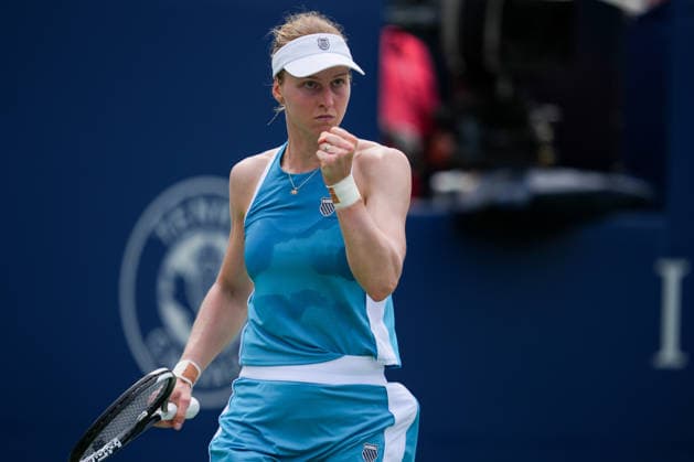 National Bank Open 2026 - Day 9 TORONTO, CANADA - AUGUST 9 : Liudmila Samsonova gestures after scoring a point against Elena Rybakina of Kazakhstan in the round of 16 during the WTA, Tennis Damen 1000 National Bank Open in Toronto, Ontario, Canada on August 9, 2026. Mert Alper Dervis Anadolu Ontario Canada. Editorial use only. Please get in touch for any other usage.  Copyright: x2026xAnadoluxMertxAlperxDervisx