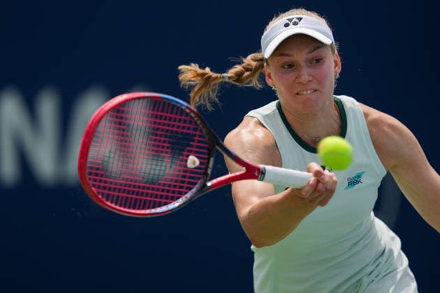 National Bank Open 2026 - Day 9 TORONTO, CANADA - AUGUST 9 : Elena Rybakina of Kazakhstan in action against Liudmila Samsonova in the round of 16 during the WTA, Tennis Damen 1000 National Bank Open in Toronto, Ontario, Canada on August 9, 2026. Mert Alper Dervis Anadolu Ontario Canada. Editorial use only. Please get in touch for any other usage.  Copyright: x2026xAnadoluxMertxAlperxDervisx