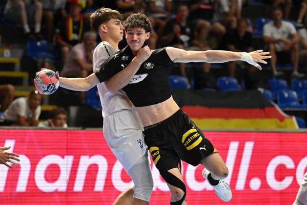 GERMANY vs SLOVENIA ELVIS ERNESTO KRETZSCHMAR handball U18 Gernany national team, Nationalteam vs Slovenia during EHF U18 European Championship, EM, Europameisterschaft final match at Aleksandar Nikolic Pionir hall, Belgrade 09.08.2026 Foto: HANDBALL, SERBIA, EHF EUROPEAN U18 CHAMPIONSHIP, GERMANY, SLOVENIA Belgrade Aleksandar Nikolic Pionir arena Serbia Copyright: xMarkoxMetlasx xMNxPressx