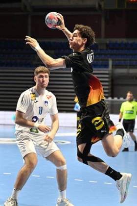 GERMANY vs SLOVENIA ELVIS ERNESTO KRETZSCHMAR handball U18 Gernany national team, Nationalteam vs Slovenia during EHF U18 European Championship, EM, Europameisterschaft final match at Aleksandar Nikolic Pionir hall, Belgrade 09.08.2026 Foto: HANDBALL, SERBIA, EHF EUROPEAN U18 CHAMPIONSHIP, GERMANY, SLOVENIA Belgrade Aleksandar Nikolic Pionir arena Serbia Copyright: xMarkoxMetlasx xMNxPressx