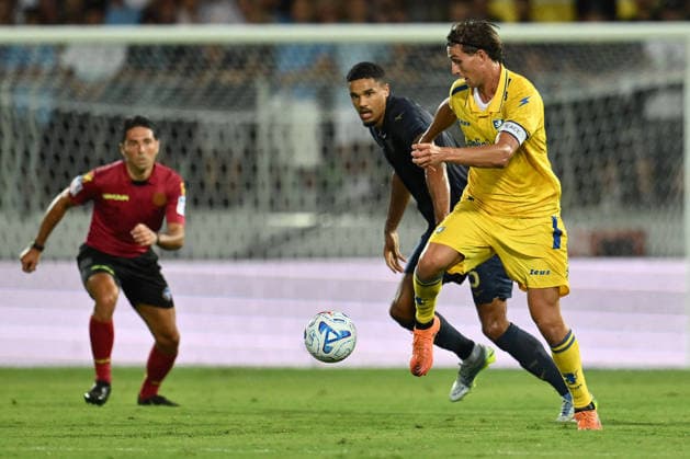 SOCCER - Friendly Match - Frosinone vs. Lazio Photo by IPA ABACAPRESS.COM87361664 - Danilo Doekhi of S.S. Lazio and Ilario Monterisi of Frosinone Calcio are in action during a preseason friendly match between Frosinone Calcio and S.S. Lazio at Benito Stirpe Stadium on August 9, 2026, in Frosinone, Italy. Frosinone Italy  Copyright: xIPAxSport ABACAx