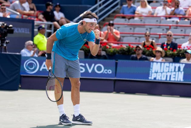 August 9, 2026, Montreal, Quebec, Canada: THIAGO AUGUSTIN TIRANTE from Argentina reaction in match against Learner Tien (12) from USA in round of 16 at Canadian Open at IGA stadium in Montreal, Quebec, Canada on 2026-08-09 TENNIS: Canadian Open Montreal 2026  - ZUMAl189 20260809_zsp_l189_088 Copyright: xYannickxLegarex