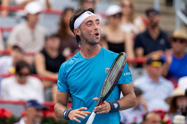 August 9, 2026, Montreal, Quebec, Canada: THIAGO AUGUSTIN TIRANTE from Argentina reaction in match against Learner Tien (12) from USA in round of 16 at Canadian Open at IGA stadium in Montreal, Quebec, Canada on 2026-08-09 TENNIS: Canadian Open Montreal 2026  - ZUMAl189 20260809_zsp_l189_091 Copyright: xYannickxLegarex
