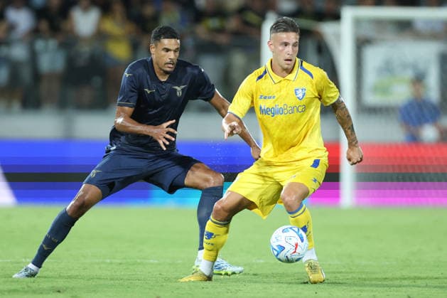 SOCCER - Friendly Match - Frosinone vs. Lazio Photo by IPA ABACAPRESS.COM87362101 - Frosinone, Italy, August 9, 2026: Danilo Doekhi (defensive midfielder) of S.S. Lazio and Antonio Raimondo of Frosinone in action during the friendly match between Frosinone Calcio and S.S. Lazio at Benito Stirpe Stadium. Frosinone Italy  Copyright: xIPAxSport ABACAx