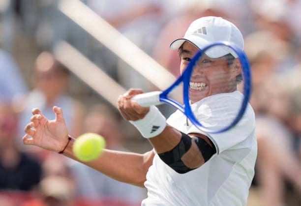 August 9, 2026, Montreal, Pq, Canada: Learner Tien of the United States hits a return to Thiago Agustin Tirante of Argentina during Round of 16 tennis action at the National Bank Open in Montreal on Sunday, Aug. 9, 2026. Canada News - August 9, 2026  - ZUMAc35_ 20260809_zaf_c35_059 Copyright: xChristinnexMuschix