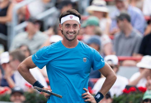 August 9, 2026, Montreal, Pq, Canada: Thiago Agustin Tirante of Argentina reacts during his match against Learner Tien of the United States of during Round of 16 tennis action at the National Bank Open in Montreal on Sunday, Aug. 9, 2026. Canada News - August 9, 2026  - ZUMAc35_ 20260809_zaf_c35_072 Copyright: xChristinnexMuschix