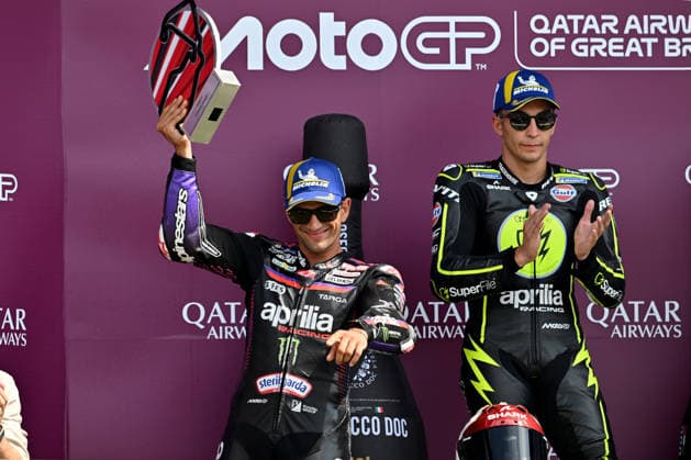 MOTO - MOTO GP - BRITISH GRAND PRIX 2026 FERNANDEZ Raul (spa), Trackhouse MotoGP Team, Aprilia RS-GP26, podium, portrait with MARTIN Jorge (spa), Aprilia Racing, Aprilia RS-GP26 during the 2026 Qatar Airways Grand Prix of Great Britain on the Silverstone Circuit from August 7 to 9, 2026, in Silverstone, United Kingdom - SilverstoneUnited Kingdom  Copyright: xGIGIxSOLDANOx
