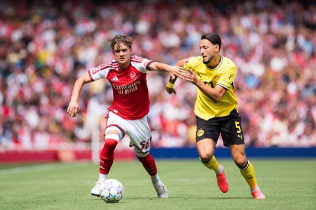 Max Dowman of Arsenal in action Arsenal vs Borussia Dortmund, Emirates Cup, Final, Emirates Stadium, London, UK - 09 Aug 2026London Emirates Stadium United Kingdom  Copyright: xWiredxPhotos Shutterstockx 17058922bx