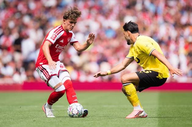 Max Dowman of Arsenal in action Arsenal vs Borussia Dortmund, Emirates Cup, Final, Emirates Stadium, London, UK - 09 Aug 2026London Emirates Stadium United Kingdom  Copyright: xWiredxPhotos Shutterstockx 17058922bu