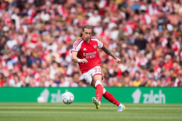 Riccardo Calafiori of Arsenal in action Arsenal vs Borussia Dortmund, Emirates Cup, Final, Emirates Stadium, London, UK - 09 Aug 2026London Emirates Stadium United Kingdom  Copyright: xWiredxPhotos Shutterstockx 17058922bh