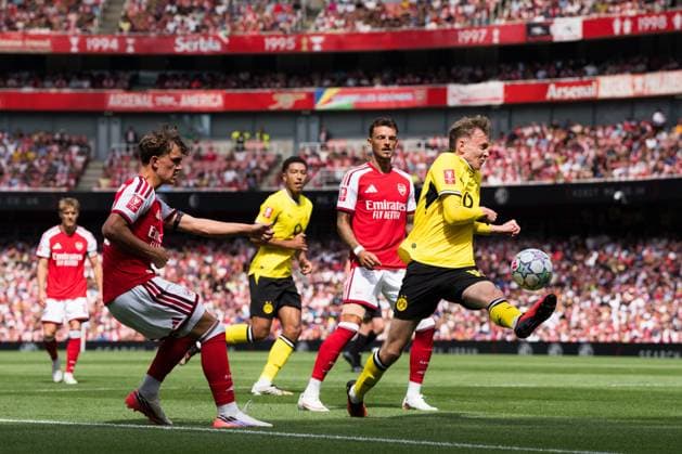 Max Dowman of Arsenal in action Arsenal vs Borussia Dortmund, Emirates Cup, Final, Emirates Stadium, London, UK - 09 Aug 2026London Emirates Stadium United Kingdom  Copyright: xWiredxPhotos Shutterstockx 17058922dg