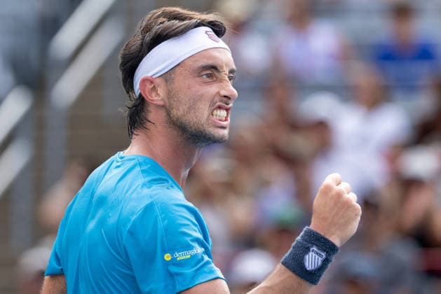 August 9, 2026, Montreal, Quebec, Canada: THIAGO AUGUSTIN TIRANTE from Argentina reaction in match against Learner Tien (12) from USA in round of 16 at Canadian Open at IGA stadium. Tennis 2026: Canadian Open Montreal  - ZUMAl189 20260809_zsp_l189_087 Copyright: xYannickxLegarex