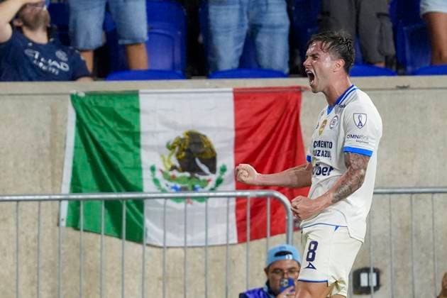 Cruz Azul s Agustin Palavecino celebrates a goal during a Leagues Cup match between Cruz Azul and New York City FC at Red Bull Arena in New York, United States, 09 August 2026. Leagues Cup - Cruz Azul vs. New York City FC !ACHTUNG: NUR REDAKTIONELLE NUTZUNG!  Copyright: xAngelxColmenaresx AME7488 20260810-55021108566_1