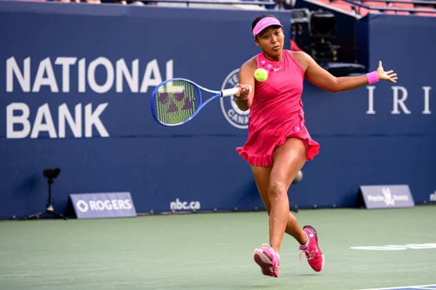 August 9, 2026, Toronto, Ontario, Canada: NAOMI OSAKA of Japan returns the ball during her round-of-16 match against Leylah Fernandez of Canada at the National Bank Open, part of the Hologic WTA, Tennis Damen Tour at Sobeys Stadium. Osaka defeated Fernandez 6-4, 6-4 to advance to the quarterfinals. Tennis 2026: WTA 1000 National Bank Open Presented By Rogers.  - ZUMAr228 20260809_znp_r228_030 Copyright: xVasiliyxRyabykhx