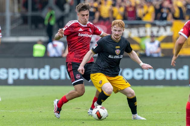 v.l.n.r.:Javier Fernandez (1. FC Nürnberg) und Robert Wagner (Dynamo Dresden), im 2. Bundesliga-Spiel zwischen dem 1. FC Nürnberg und Dynamo Dresden im Max-Morlock-Stadion, Nürnberg, Deutschland, am 9. August 2026. in action during the 2nd Bundesliga match between 1. FC Nuremberg and Dynamo Dresden at the Max-Morlock Stadium, Nuremberg, Germany, on August 9, 2026. DFB DFL REGULATIONS PROHIBIT ANY USE OF PHOTOGRAPHS AS IMAGE SEQUENCES AND OR QUASI-VIDEO, *** From left to right: Javier Fernandez of 1. FC Nuremberg and Robert Wagner of Dynamo Dresden, in the 2. Bundesliga match between 1. FC Nuremberg and Dynamo Dresden at the Max Morlock Stadium, Nuremberg, Germany, on August 9, 2026, in action during the 2. Bundesliga match between 1. FC Nuremberg and Dynamo Dresden at the Max Morlock Stadium, Nuremberg, Germany, on August 9, 2026. DFB and DFL regulations prohibit any use of photographs as image sequences and or quasi-video, Copyright: HMBxMedia xHeikoxBecker