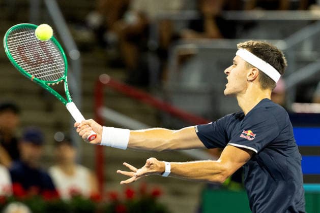 August 9, 2026, Montreal, Quebec, Canada: JAKUB MENSIK (13) from Czech Republic volley in match against Botic Van De Zandschulp from Nederlands in round of 16 at Canadian Open at IGA stadium in Montreal, Quebec, Canada on 2026-08-09 Montreal Canada - ZUMAl189 20260809_zsp_l189_139 Copyright: xYannickxLegarex