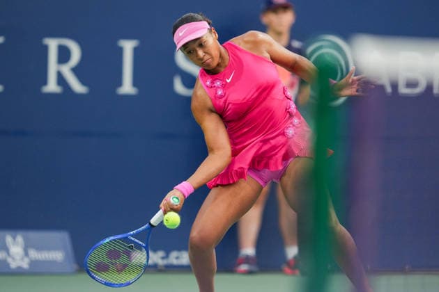 WTA, Tennis Damen Masters 1000 National Bank Open Toronto 2026 - Round of 16 - Day 9 Naomi Osaka of Japan plays a forehand during the Women™s Singles Round of 16 match against Leylah Fernandez of Canada on day 9 of the WTA Masters 1000 National Bank Open at Sobeys Stadium on August 9, 2026, in Toronto, Canada. (Photo by Leonardo Ramirez Eyepix Group) Copyright: xLeonardoxRamirezx xEyepixxGroupx LR_09082026_09583