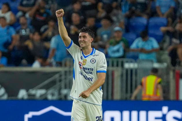 Cruz Azul s José Paradela celebrates a goal during a Leagues Cup match between Cruz Azul and New York City FC at Red Bull Arena in New York, United States, 09 August 2026. Leagues Cup - Cruz Azul vs. New York City FC !ACHTUNG: NUR REDAKTIONELLE NUTZUNG!  Copyright: xAngelxColmenaresx AME7523 20260810-55021108662_1
