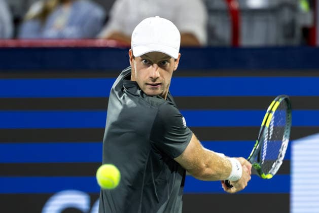 August 9, 2026, Montreal, Quebec, Canada: BOTIC VAN DE ZANDSCHULP from Nederlands backhand in match against Jakub Mensik (13) from Czech Republic in round of 16 at Canadian Open at IGA stadium in Montreal, Quebec, Canada on 2026-08-09 TENNIS: Canadian Open Montreal 2026  - ZUMAl189 20260809_zsp_l189_151 Copyright: xYannickxLegarex