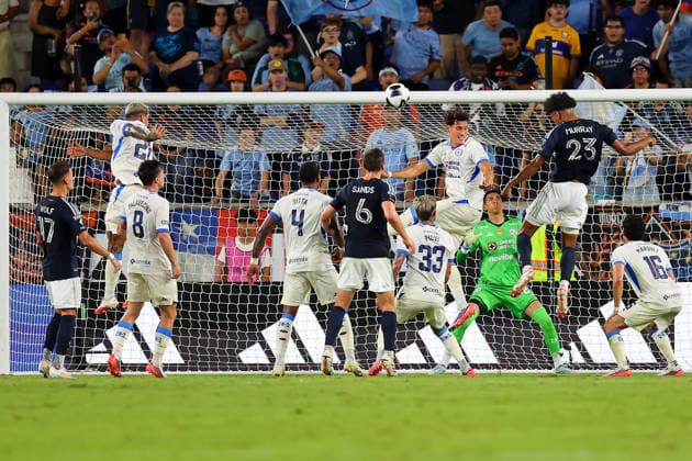 HARRISON, NJ - AUGUST 09: Max Murray 23 of NYCFC scores during the first half of the Leagues Cup match against Cruz Azul on August 9, 2026 at Sports Illustrated Stadium in Harrison, New Jersey. (Photo by Rich Graessle Icon Sportswire) SOCCER: AUG 09 Leagues Cup Cruz Azul vs New York City EDITORIAL USE ONLY Icon26080930043