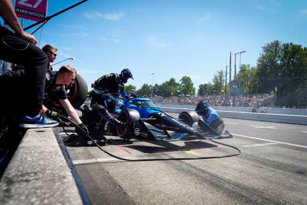 August 9, 2026, Portland, Oregon, USA: Pit stop for Kyle Kirkwood in the 27 Andretti Global Honda during the IndyCar, Indy Car, IRL, USA Grand Prix of Portland at the Portland International Raceway. IndyCar Portland Grand Prix  - ZUMAd212 20260809_zsp_d212_005 Copyright: xRichardxDolex