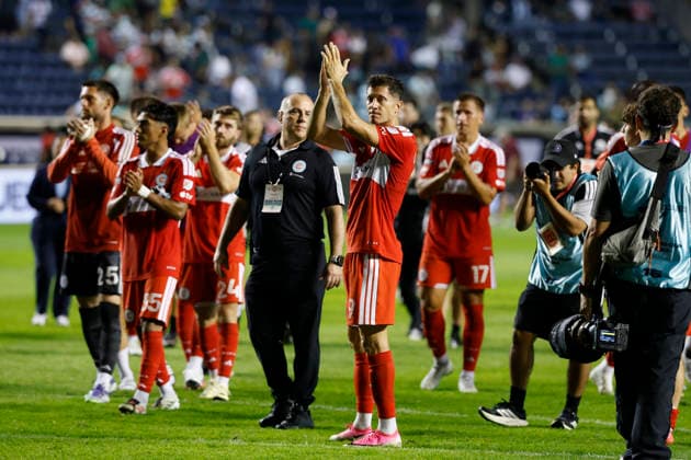Robert Lewandowski (c) of the Chicago Fire celebrates at the end of a game a Leagues Cup match between the Chicago Fire and Santos at Toyota Park in Bridgeview, USA, 09 August 2026. Leagues Cup: Chicago Fire vs Santos !ACHTUNG: NUR REDAKTIONELLE NUTZUNG!  Copyright: xKamilxKrzaczynskix AME7565 20260810-55021108761_1