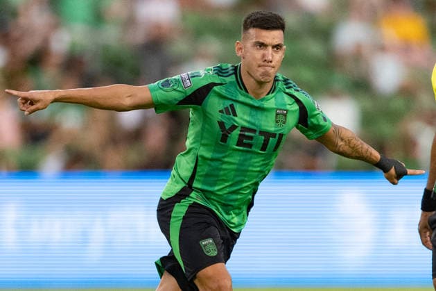 Myrto Uzuni of Austin FC celebrates a goal during a Leagues Cup match between Austin FC and Puebla at Q2 Stadium in Austin, Texas, USA, 09 August 2026. Leagues Cup: Austin FC vs Puebla !ACHTUNG: NUR REDAKTIONELLE NUTZUNG!  Copyright: xCarlosxRamírezx AME7512 20260810-55021108866_1
