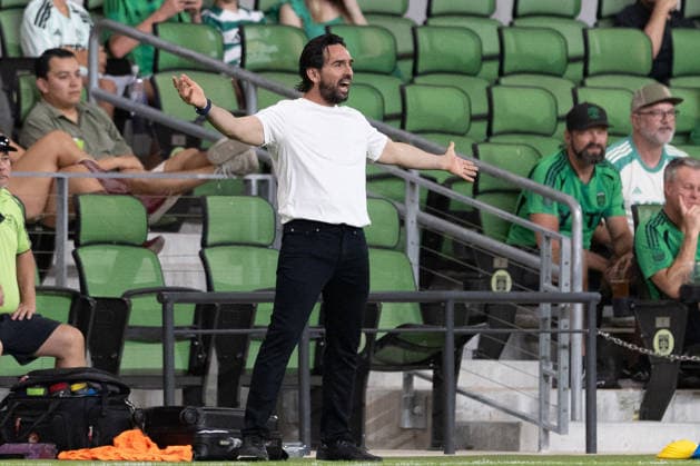 Puebla head coach Gerardo Espinoza Ahumada reacts during a Leagues Cup match between Austin FC and Puebla at Q2 Stadium in Austin, Texas, USA, 09 August 2026. Leagues Cup: Austin FC vs Puebla !ACHTUNG: NUR REDAKTIONELLE NUTZUNG!  Copyright: xCarlosxRamírezx AME7575 20260810-55021108892_1