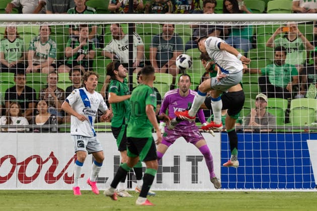 AUSTIN, TX - AUGUST 09: Goalkeeper Brad Stuver 1 of the Austin FC intently watches the ball as it is headed towards the net during the Leagues Cup match between Austin FC and Club Puebla on August 9, 2026, at Q2 Stadium in Austin, TX. (Photo by David Buono Icon Sportswire) SOCCER: AUG 09 Leagues Cup Austin vs Puebla EDITORIAL USE ONLY Icon260809034