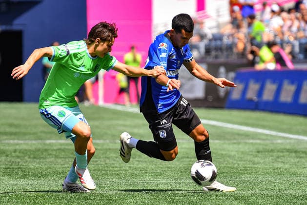 Leagues Cup 2026: AUG 09 Quero Taro At Seattle Sounders FC July 25, 2026: Seattle Sounders FC Midfielder Sebastian Sol De Mayo Gomez (90) tries to defend against Queretaro Midfielder Erik DueoÂ±as Vallejo (18) during the Leagues Cup match between Seattle Sounders FC and QueroÂtaro in Seattle, WA. The Sounders defeated QueroÂtaro 3-0. Steve Faber CSM (Credit Image: Â Steve Faber Cal Media) Seattle Washington United States EDITORIAL USE ONLY Copyright: xx ZUMA-20260809_zma_c04_097.jpg StevexFaberx csmphotothree510408