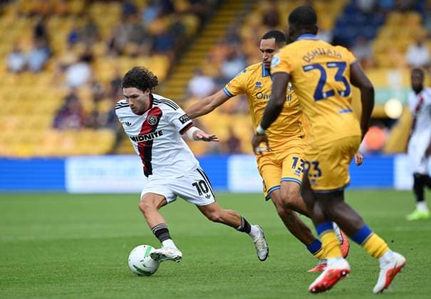 Callum O Hare of Sheffield United Mansfield Town v Sheffield United, EFL Carabao Cup, First Round, Football, One Call Stadium, Mansfield, UK - 09 Aug 2026Mansfield One Call Stadium United Kingdom EDITORIAL USE ONLY No use with unauthorised audio, video, data, fixture lists, club league logos or live services. Online in-match use limited to 120 images, no video emulation. No use in betting, games or single club league player publications.  Copyright: xAnnaxGowthorpe Shutterstockx 17051191cg