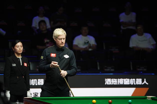 TAIYUAN, CHINA - AUGUST 10: Neil Robertson of Australia chalks the cue in the Round 1 match against Chang Bingyu of China on day 3 of the 2026 China Open (officially the 2026 Satuo China Open) at the Riverside Sports Centre on August 10, 2026 in Taiyuan, Shanxi Province of China.  Copyright: xTaixChengzhex 111659128405