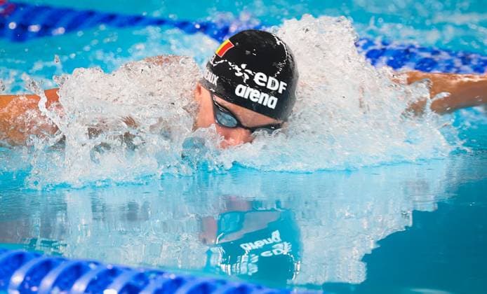 Belgian Simon Laviolette pictured in action during the heats of the Men s 400m Individual Medley, at the European Aquatics Championships in Paris, France on Monday 10 August 2026. VIRGINIExLEFOUR  x183074321x