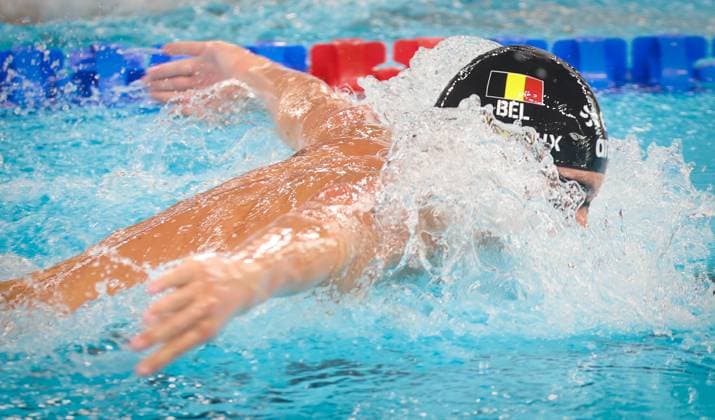 Belgian Simon Laviolette pictured in action during the heats of the Men s 400m Individual Medley, at the European Aquatics Championships in Paris, France on Monday 10 August 2026. VIRGINIExLEFOUR  x183074364x