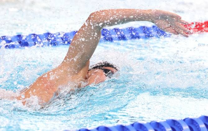 Belgian Simon Laviolette pictured in action during the heats of the Men s 400m Individual Medley, at the European Aquatics Championships in Paris, France on Monday 10 August 2026. VIRGINIExLEFOUR  x183074455x